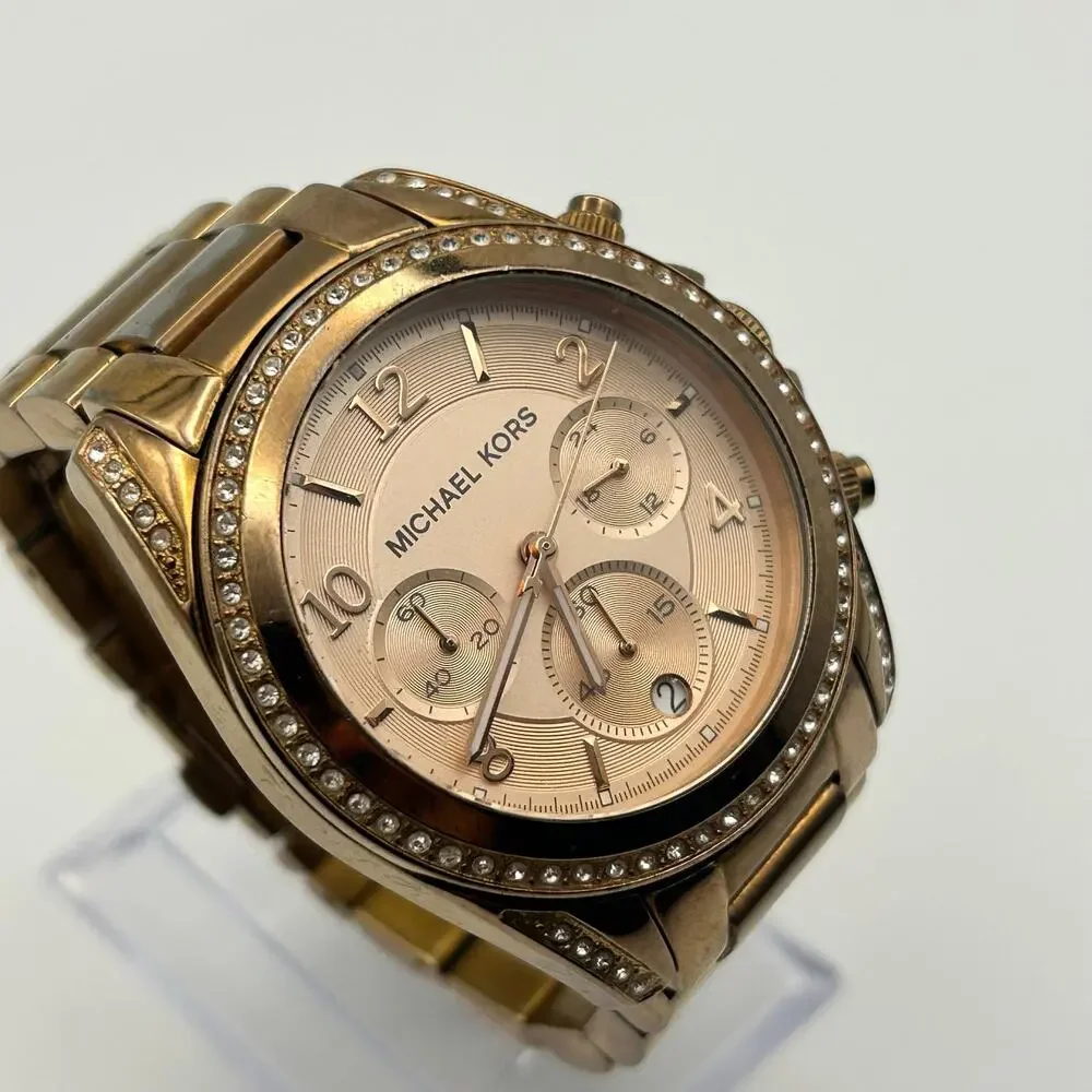 Michael Kors MK-5263 Blair Rose Gold Women’s Chronograph Watch New Battery